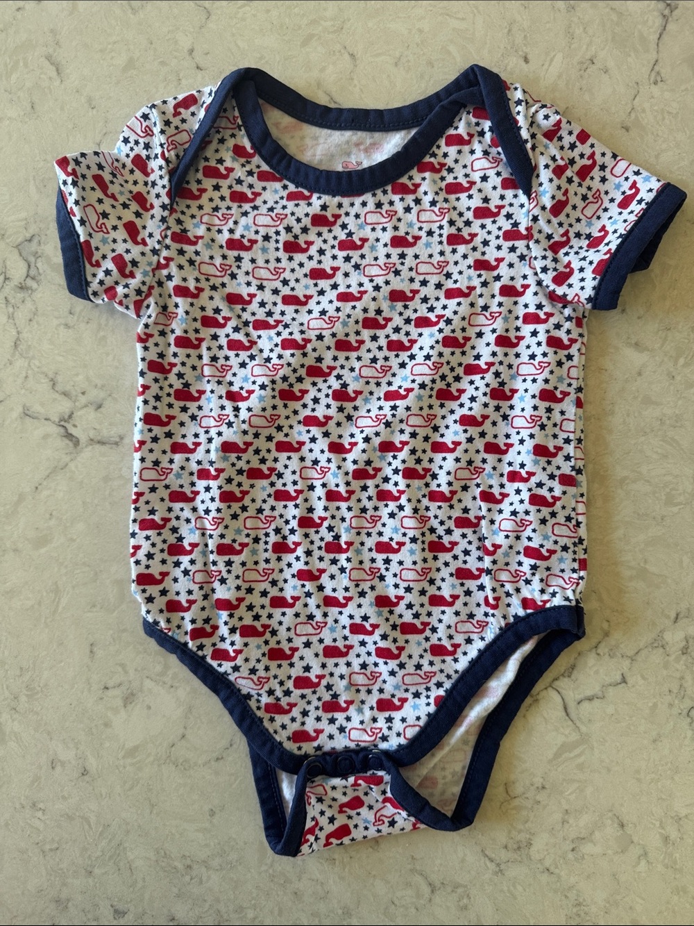 Vineyard Vines for Target Baby Onsie Bodysuit in White with Navy Trim 0-3 months